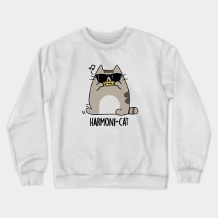 Harmoni-cat Cute Harmonica Cat Pun Crewneck Sweatshirt